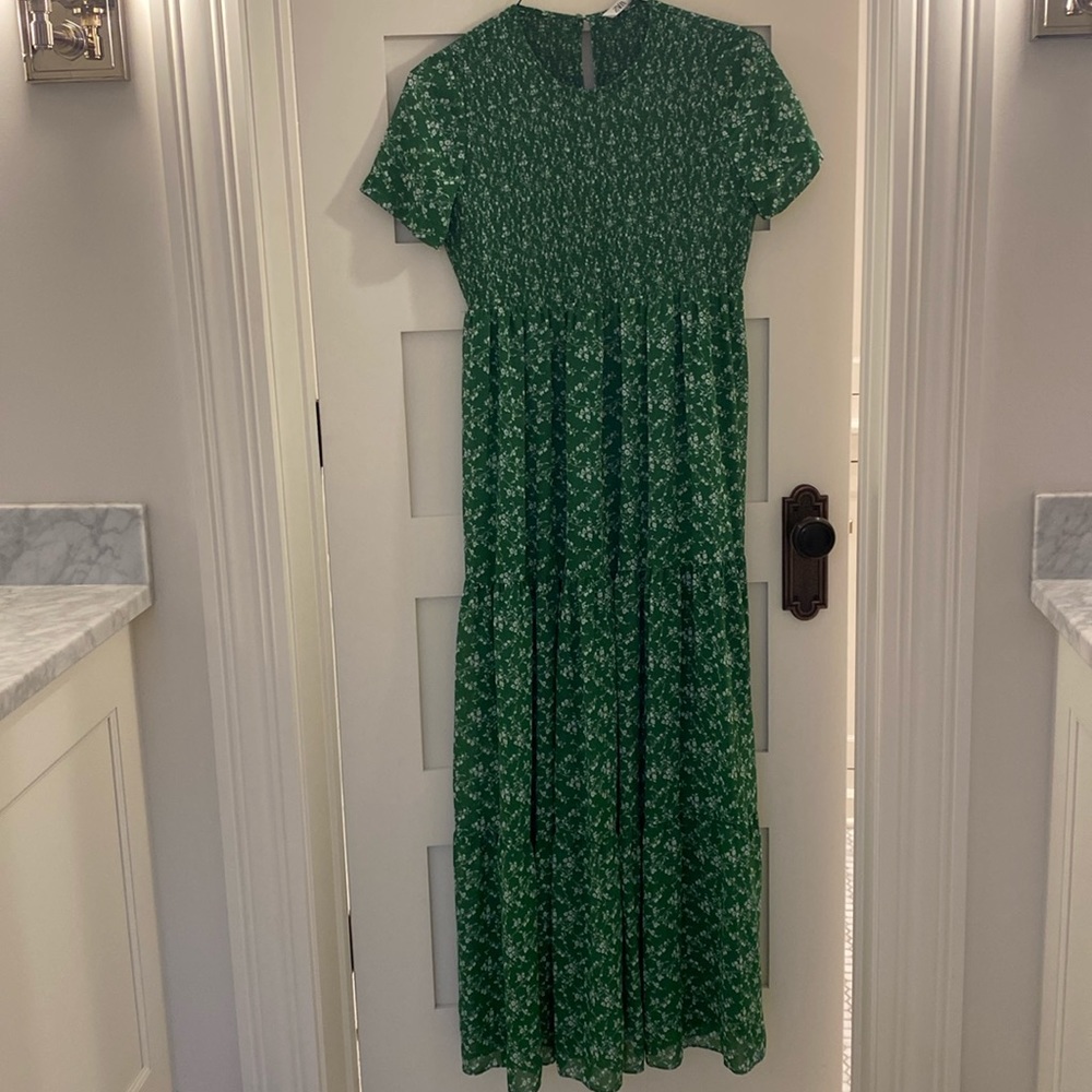 Worn once Zara green flora maxi